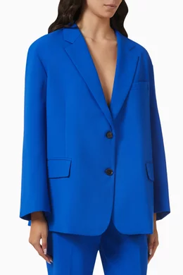 Buy The Frankie Shop Blue Bea Oversized Blazer in Stretch-suiting