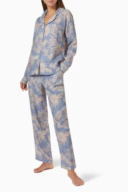 Buy Desmond Dempsey Blue Long Sleeve Shirt Wide Leg Cactus