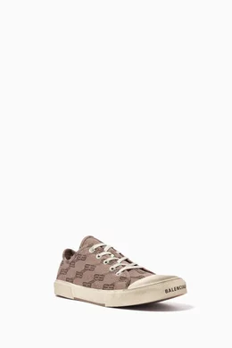 Buy Balenciaga Neutral Paris Low Top Sneakers in BB-monogram