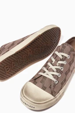 バレンシアガ★Balenciaga Paris Low Top BB Monogram Sneakers 0400018145226_DARKMINKGREYBROW