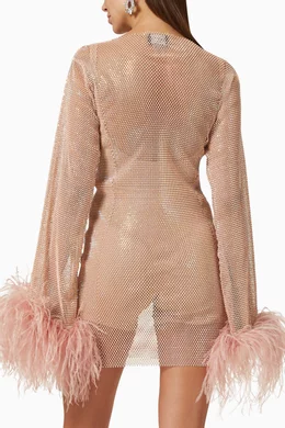 knee length dresses for ladies Priscilla Sequin Mini Dress with Feather Trim main image 1