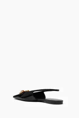 Buy SAINT LAURENT Black Blade Slingback Flats in Patent