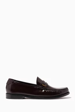 Buy SAINT LAURENT Red Le Loafer Monogram Penny in Smooth
