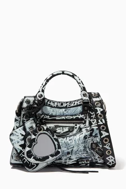 Buy Balenciaga Black Neo Cagole XS Handbag in Graffiti-print