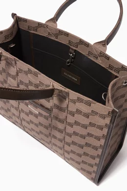 ユニセックス BB Monogram HARDWARE 2.0 tote BALENCIAGA Buy Balenciaga Brown Hardware 2.0 Medium Tote Bag in BB