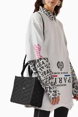 Buy Balenciaga Black Medium Hardware 2.0 Monogram Tote Bag