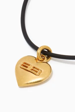 Buy Balenciaga Gold BB Icon Heart Bracelet in Brass & Rubber