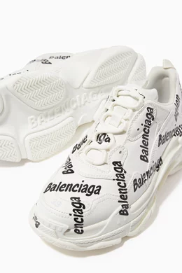 Buy Balenciaga White Triple S All-over Logo Sneakers in