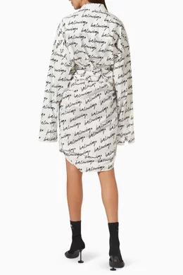 Buy Balenciaga White Logo Wrap-front Mini Dress in Viscose For 