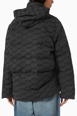 Buy Balenciaga Black BB Monogram C-shape Puffer Jacket in