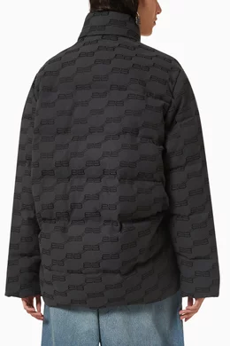 Buy Balenciaga Black BB Monogram C-shape Puffer Jacket in