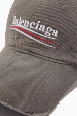 ハット (W) Balenciaga Political Campaign Destroyed Cap Gray Silver Balenciaga Political Campaign Distressed Cap Grey/Multi