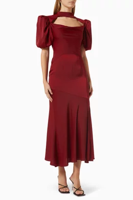 de la vali burgundy dress Buy Amor Midi in Satin For Women Online Glitter Velvet Wrap Midi