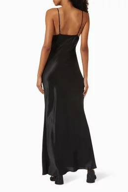Buy De La Vali Black Moody Maxi Dress in Satin For Women Online | Ounass  Saudi