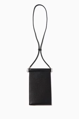 Buy Maison Margiela Black Four-stitch Phone Pouch in Leather For