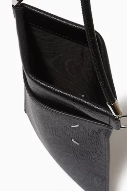 Buy Maison Margiela Black Four-stitch Phone Pouch in Leather For