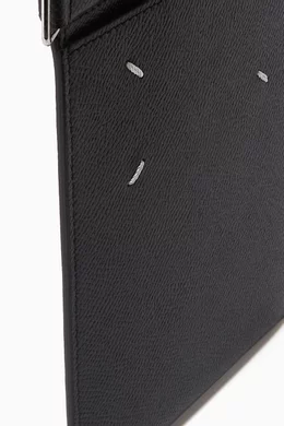 Buy Maison Margiela Black Four-stitch Phone Pouch in Leather For