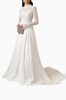 Buy Vera Wang Neutral Edilene Wedding Gown in Lace & Mikado For Women  Online | Ounass Saudi