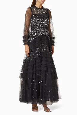 needle and thread black sequin dress Needle & Thread Black Midnight Lace Sequin Dress Womens Size 10