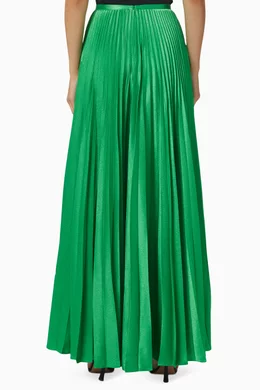 Buy Solace London Green Henley Pleated Maxi Skirt in Metallic crepe For Women Online Ounass Saudi