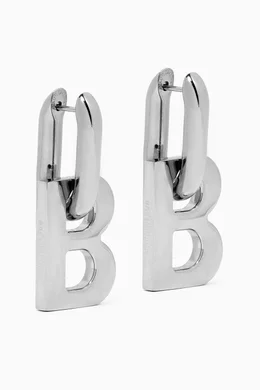 Buy Balenciaga Silver B Chain XL Earrings in Silver-tone