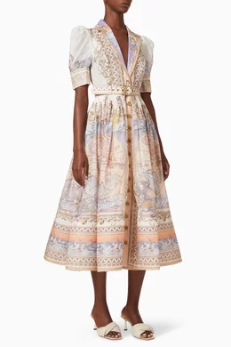 high tide midi shirt dress for woman Boden Women's Alexa Cotton in Red Our Alexa woven midi dress is the perfect season Zimmermann High Tide Frilled Midi