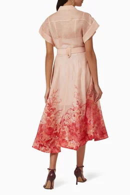 Buy Zimmermann Pink High Tide Shirt Midi Dress in Silk-linen For Women  Online | Ounass Saudi