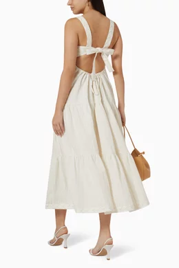 Buy Shona Joy Neutral Lindsay Chevron Midi Dress in Cotton-linen For Women  Online | Ounass Saudi