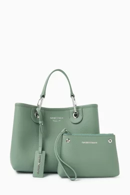 Buy Emporio Armani Green Small Logo-embossed Tote Bag in