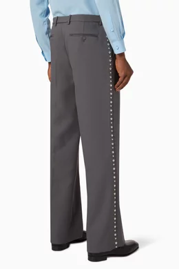 Buy Gucci Grey Stud-embroidered Pants in Fluid Drill For Men