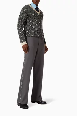 Buy Gucci Grey Stud-embroidered Pants in Fluid Drill For Men
