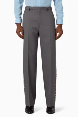 Buy Gucci Grey Stud-embroidered Pants in Fluid Drill For Men