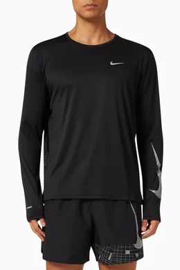 Buy Nike Running Black Dri FIT Run Division T Shirt in Nylon For Men Online Ounass Saudi
