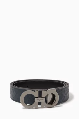 Buy Ferragamo Blue Gancini Buckle Reversible Belt in Calf Leather For Men Online Ounass Saudi