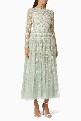 Green Needle Needle And Thread Embroidered Maxi Dress Needle Thread  Embroidered Maxi Dress In Pistachio In