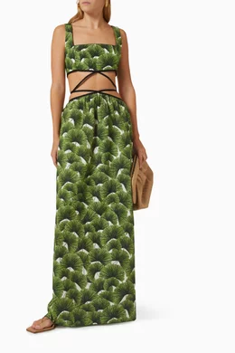 Buy Agua by Agua Bendita Green Peonia Cut-out Maxi Dress in Cotton-poplin  For Women Online | Ounass Saudi