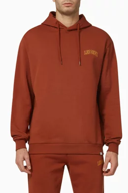 Buy Les Deux Orange Blake Logo Hoodie in Pure Cotton For Men