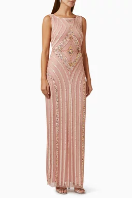 Buy Amelia Rose Pink Sequin-embellished Maxi Dress in Tulle For