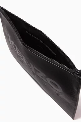 Buy KENZO Black Kenzo Paris Pouch in Leather For Men Online