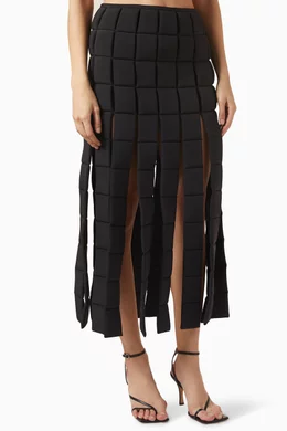 Buy A.W.A.K.E Mode Black Multi slit Quilted Midi Skirt in Faux leather For Women Online Ounass Saudi