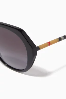 Burberry check detail round frame sunglasses cheap