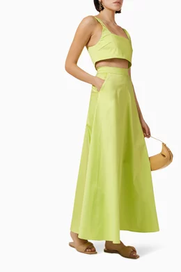 Buy BONDI BORN Green Andorra Maxi Skirt in Stretch Cotton For Women Online  | Ounass Saudi