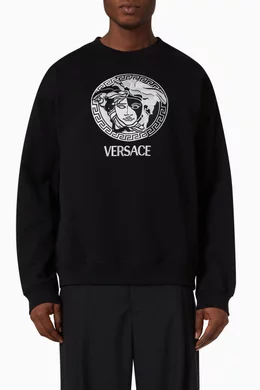 Buy Versace Black Medusa Sweater in Cotton For Men Online Ounass Saudi