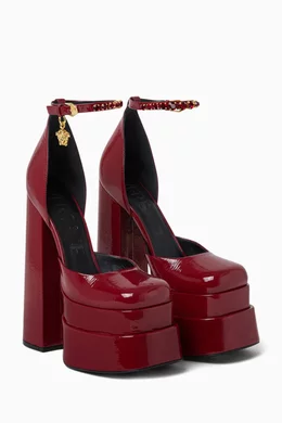 Buy Versace Red Medusa Aevitas 155 Platform Pumps in Patent