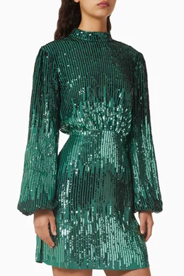 Buy RIXO Green Samantha Sequin Mini Dress For Women Online | Ounass Saudi