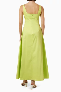 bondi born green dress Como Tie-neck Maxi Dress