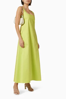 Buy BONDI BORN Green Malta A-line Maxi Dress in Stretch Cotton For Women  Online | Ounass Saudi