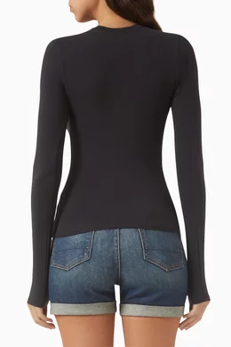 Buy SKIMS Black Cotton Jersey Long Sleeve T-shirt For Women Online