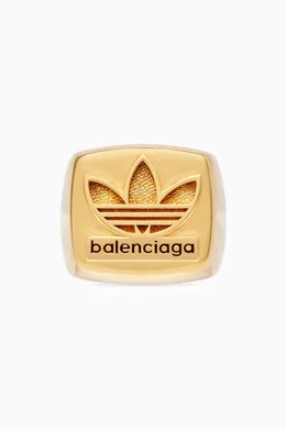 Buy Balenciaga Gold x Adidas Trefoil Signet Ring in Recycled