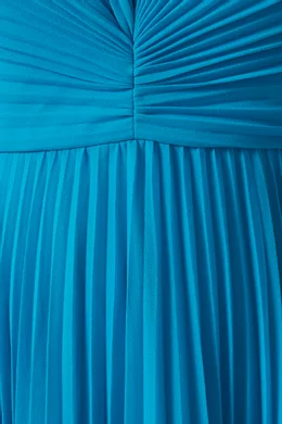 Buy Badgley Mischka Blue Pleated Midi Dress in Georgette For Women Online |  Ounass Saudi